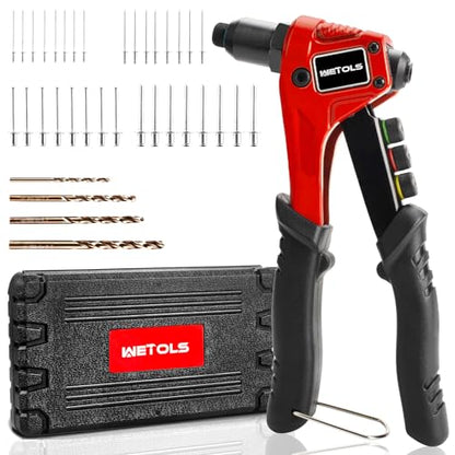 WETOLS Pop Rivet Gun Kit with 200 Blind Rivets,Upgraded Pop Rivet Tool Kit - size: 8"