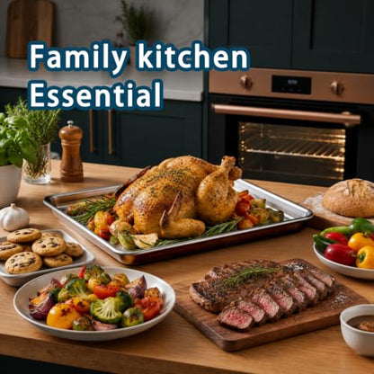 17.5×13 Inch Stainless Steel Baking Sheet, 2 Pack Heavy Duty Oven Pan