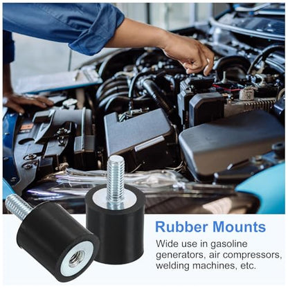 uxcell M3 Rubber Mounts, 4Pcs 10x10mm(DxH) Rubber Cylindrical Anti Vibration Isolator Shock Absorber with Lock Nut for Car Bobbin Generator Air Compressors - size: M3x8mm, 10x10mm Rubber