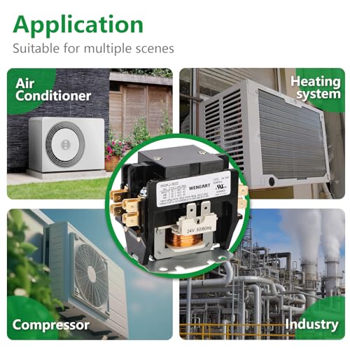 Wengart Air Conditioner Contactor,24V Coil 2 Pole 30 Amp Compatible with Condenser,Compressor,Air Conditioner,Refrigeration Systems,Heat Pump