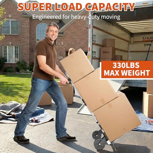 DIAMONDFORGE Folding Hand Truck Dolly Cart, 330 LBS Capacity Heavy Duty Foldable Dolly Cart with Wheels and 360° Rotating Handle, Aluminum Portable Handcart for Moving Boxes, Shopping, Black - color: Silver Black, size: 330 lbs