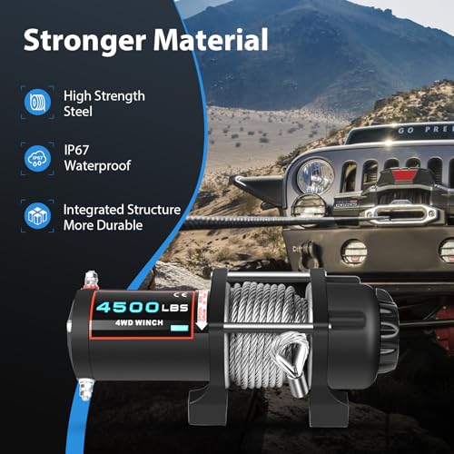 4500LBS electric winch, 12V 4500LBS winch Steel Cable Winch