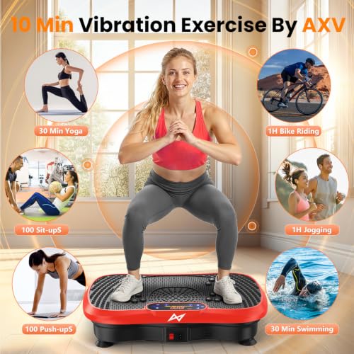 AXV Vibration Plate Exercise Machine Fitness Platform Body Vibrating Board - color: SLIM.RED