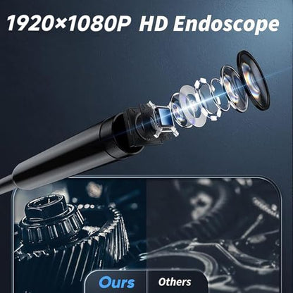 32.8FT Flexible Borescope Camera- 4.3" 1080P HD, IP67 Waterproof Industrial Endoscope Camera for Sewer/Automotive Pipe/Wall Inspection,1pack