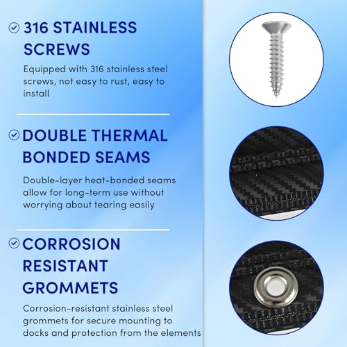 Dock Bumper,Dock Bumper Guard with Screws,Boat Dock Bumper for Boat Dock Vertical Pole Post or Corner Dock,PVC Piling Bumper-Post Bumper for Horizontal Deck or Pier Fenders - style: Carbon Fiber Black 3Pack Total 48IN