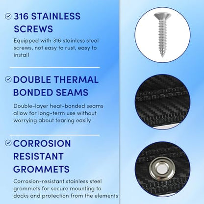 Dock Bumper,Dock Bumper Guard with Screws,Boat Dock Bumper for Boat Dock Vertical Pole Post or Corner Dock,PVC Piling Bumper-Post Bumper for Horizontal Deck or Pier Fenders - style: Carbon Fiber Black 3Pack Total 48IN