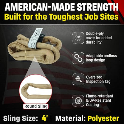 Chenango Supply VR4 4 Foot Endless Round Lifting Sling – USA Made - size: 4 Feet