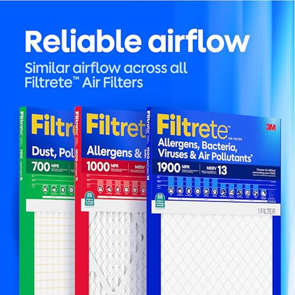 Filtrete 10x20x1 AC Furnace Air Filter, MERV 11, MPR 1000, Micro Allergen Defense, 3-Month Pleated 1-Inch Electrostatic Air Cleaning Filter, 4 Pack (Actual Size 9.81x19.81x0.81 in) - size: 10x20x1