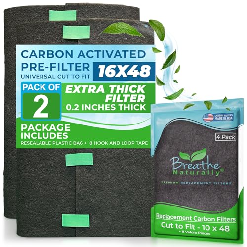 Breathe Naturally Universal Cut To Fit Activated Carbon Air Filter - Replacement Charcoal Air Filters - Carbon Filter Sheet for Air Purifier, Vent Filters & More - Made in USA (Pack of 2, 16x48) - size: 2 Pack, style: 16x48