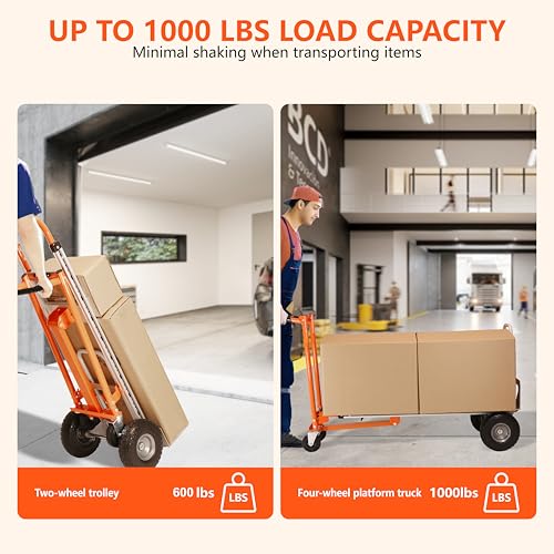 Aluminum Convertible Hand Truck, 3 in 1 Folding Dolly 1000 LBS Capacity Heavy Duty Industrial Platform Cart Collapsible Truck for Transport & Moving in Warehouse, Home, Supermarket - color: Silver1