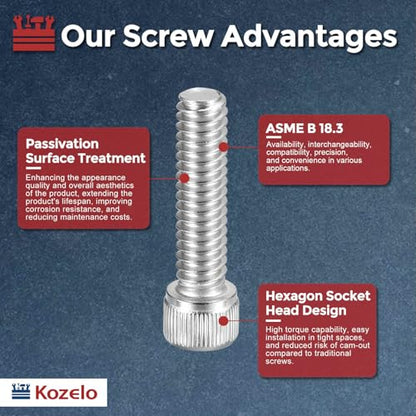 50pcs Socket Head Cap Screws 1/4"-20x1 304 Stainless Steel Silver - color: Silver, size: 1/4"-20x1"