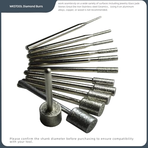 30Pcs Flat Cylinder Diamond Burrs,1mm Head Dia,3/32inch Shank,Grinding Sanding Sharpen Deburr Grind Abrasives Rotary Bits for Jewelry Glass Jade Stones Grout Die Steel - size: A10-3/32inch shank-150Grit