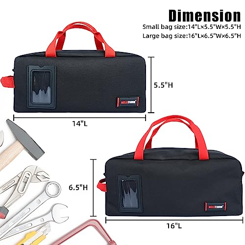 MELOTOUGH Tool Tote Bag Canvas Tool Storage Bag Combo Kit-Includes 1 Medium & 1 Big Toolbag for Electrician,Mechanic,Construction,HVAC (Black) - color: A-Black & Black