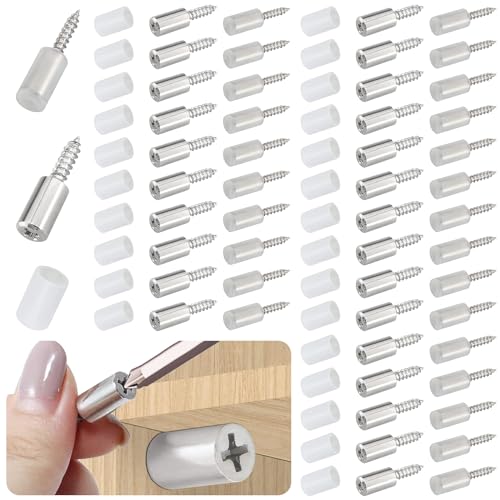 50 Pcs Self Tapping Screws Cabinet Laminate Support, Shelf Pins with Non-Slip Sleeve, Cabinet Shelf Pegs for Kitchen Utensils, Bookcases and Wardrobes, Fixed Support Self - Tapping Cross Screw - color: Clear, size: 50 PCS