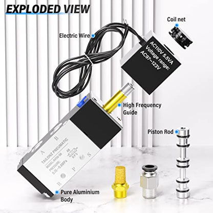 TAILONZ 1/8"NPT AC110V Solenoid Valve 2Position 5Way Outlet wire 4V110-06 - color: AC110V, size: 2 Position 5 Way-1/8"NPT