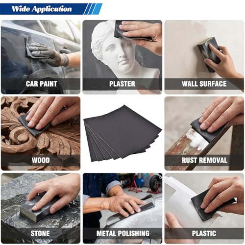 10-Sheets 120 Grit Sandpaper, 9 x 11 Inch Wet Dry Sand Paper Assortment Pack, Silicon Carbide Abrasive Sanding Sheets for Automotive Car Paint Metal Wood Furniture Crafts Polishing - size: 9x11 inch, style: 120Grit 10 Pcs