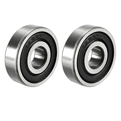 uxcell 6200-2RS Ball Bearing 10mm x 30mm x 9mm Double Sealed 180200 Deep Groove Bearings, Carbon Steel (Pack of 2) - size: 10 mm x 30 mm x 9 mm