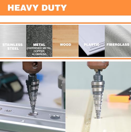 1/2" 1/2" 7/8" Quick Change M2 Step Drill Unibit Set - size: Set (1/2", 1/2" & 7/8")