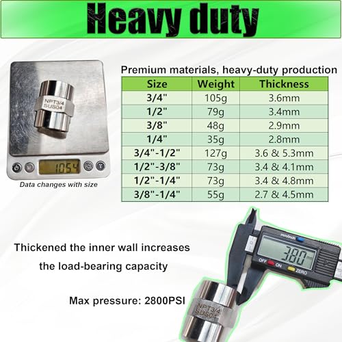1/2 Inch NPT Female x 1/2 Inch NPT Female Pipe Fitting Coupler Connector, 304 Stainless Steel Hex Head Coupling Adapter for Air Water Gas Oil (1/2" female x 1/2" female) - size: 1/2" female x 1/2" female