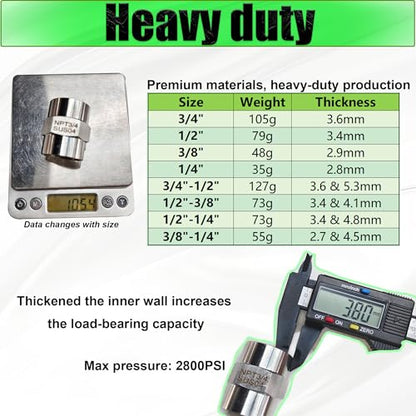 1/2 Inch NPT Female x 1/2 Inch NPT Female Pipe Fitting Coupler Connector, 304 Stainless Steel Hex Head Coupling Adapter for Air Water Gas Oil (1/2" female x 1/2" female) - size: 1/2" female x 1/2" female