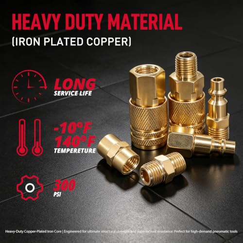 24Pcs 1/4” NPT Air Hose Fittings Coulper & Plug Air Compressor Kit
