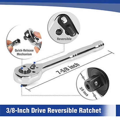 WORKPRO 39-Piece Drive CR-V Socket Set(1/4" & 3/8")