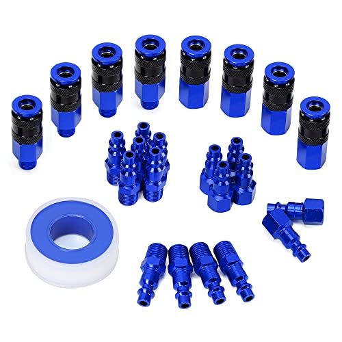 Aluminum Air Fittings, 1/4" NPT, 25 Pieces, Blue - color: Blue, size: 25 Pieces