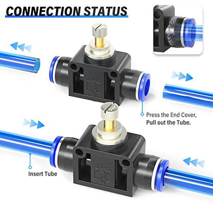 TAILONZ 6mm OD SCF-6 Air Flow Control Valve Push-to-Connect Fitting 1PCS - size: 6mm/Blue/1PCS