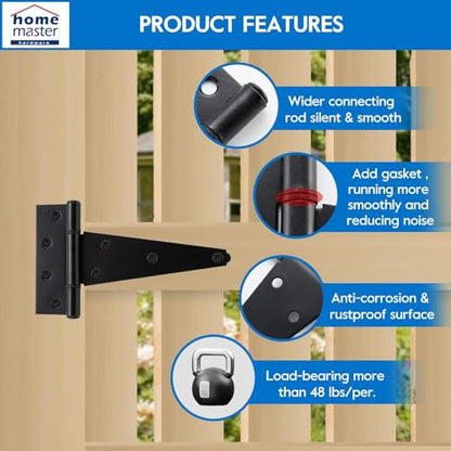 HOME MASTER HARDWARE 6" Heavy Duty Gate Hinges, 2 Pack T Strap Hinges - size: 6 in-2 Pack