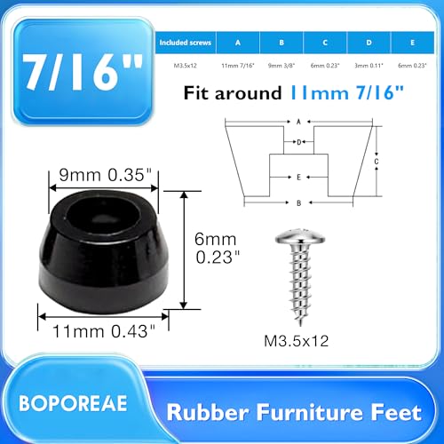100 Pcs Rubber Feet for Cutting Board with Stainless Screws - size: 7/16" W X 15/64" H