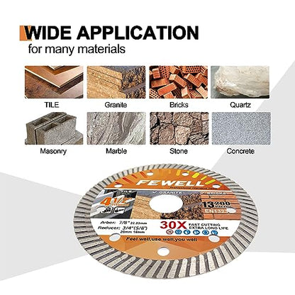 FEWELL 4.5Inch Diamond Saw Blade,Super Thin Ceramic Saw Blade (3 Packs) - size: 4.5"