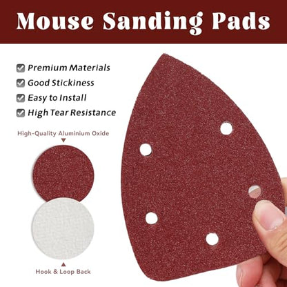 50 Pcs 120 Grit Mouse Sandpaper, Aluminum Oxide Mouse Sanding Pads - size: 120 Grit