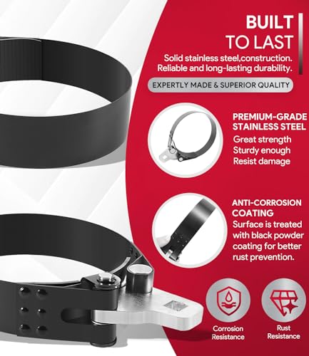 sixcow 2322D Heavy-Duty Oil Filter Wrench, 5-1/4" to 5-3/4", Use with 1/2" Square Drive, Air Dryer Diesel Truck Large Oil Filter Wrench