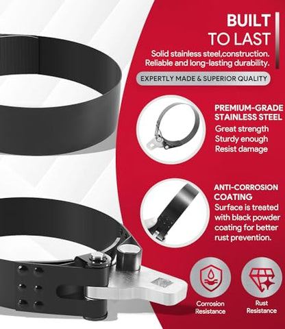 sixcow 2322D Heavy-Duty Oil Filter Wrench, 5-1/4" to 5-3/4", Use with 1/2" Square Drive, Air Dryer Diesel Truck Large Oil Filter Wrench