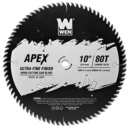 WEN BL1080C Apex 10-Inch 80-Tooth Carbide-Tipped Ultra-Fine-Finish Industrial-Grade Woodworking Saw Blade with Cool-Cut Coating, Black - style: Premium