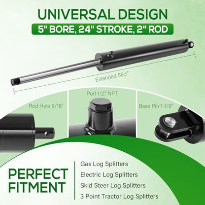 5"x24" Heavy Duty Universal Hydraulic Cylinders for Log Splitter 3500 PSI