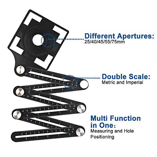 HIGHDRIL Multi Angle Measuring Ruler 5-Hole Drill Locator & Diamond Drill Bit Kit Triangle Shank for Porcelain Tile Ceramic Marble Brick Vacuum Brazed Hole Saw(6/8/10/20/25/28/32/35/45/50/65mm) - size: Shank Set3