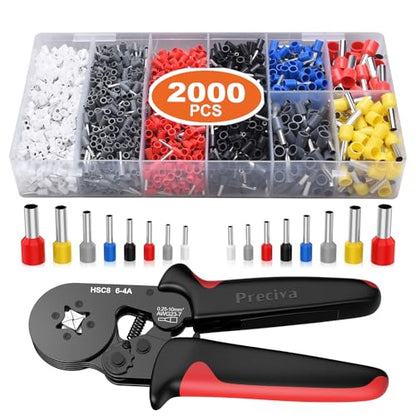 Preciva Ferrule Crimping Tool with 2000Pcs Wire Connectors, AWG23-7 - color: Black