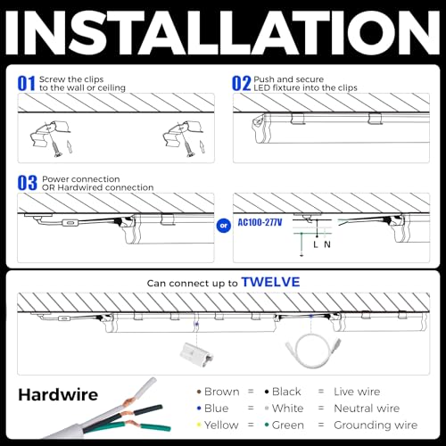 Barrina 6 Pack LED T5 Integrated Single Fixture 1FT, 600lm, 5W, 6500K - color: 6500k Super Bright White, size: 1 Foot