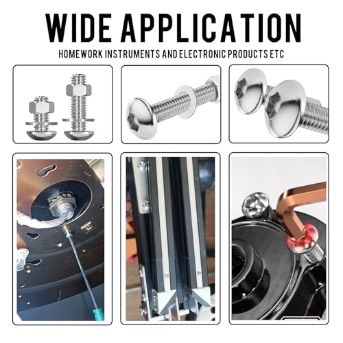 900PCS Button Head Hex Socket Cap Screws Assortment Kit, Small M2 M2.5 M3 Bolts and Nuts Washers Set, Allen Head Machine Screws, 304 Stainless Steel, Fully Threaded, Come with Hex Wrench.