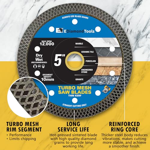 5" Turbo Mesh Saw Blades for Porcelain, Ceramic Tile and Stone, 1 PC - size: 5 Inch
