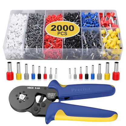 Preciva Ferrule Crimping Tool with 2000Pcs Wire Connectors, AWG23-7 - color: Blue