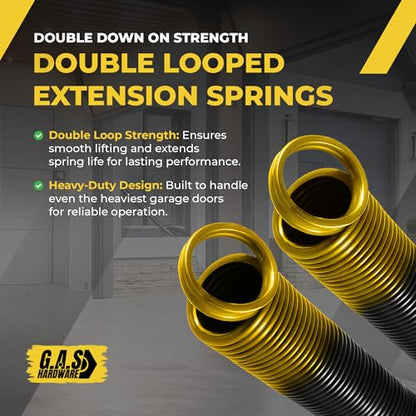 80 lb. Heavy-Duty Double-Looped Garage Door Extension Spring (2-Pack) - Gold | Springs for Garage Door Replacement Hardware Repair (80-Gold) - size: 80-Gold