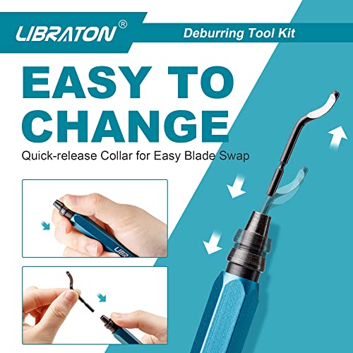 LIBRATON Deburring Tool with 11 High Speed Steel Blades, 360 Degree - style: 11Blades(Mixed 3 Types) A