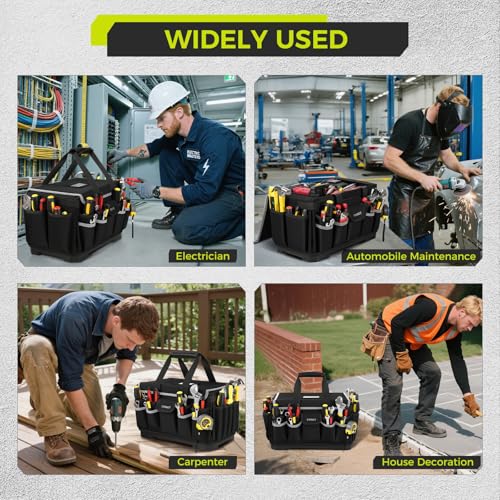 Heavy Duty Tool Bag 16-Inch, Tool Bags for men Toolbox Organizer Tote Gifts - color: Black, size: 16 Inch