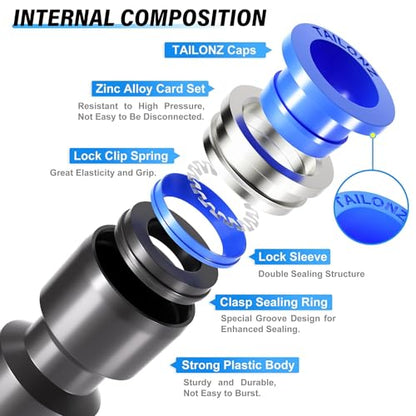 TAILONZ 1/4" Push to Connect Fittings Kit 60Pcs - color: Blue, size: 1/4"OD/60PCS