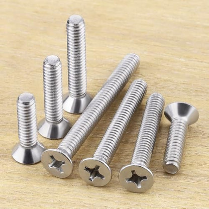 #8-32 x 3/4" Flat Countersunk Head Machine Screws, Phillips Drive, 304 Stainless Steel 18-8, Full Thread, Coarse Thread UNC, 50 PCS - size: #8-32 x 3/4"