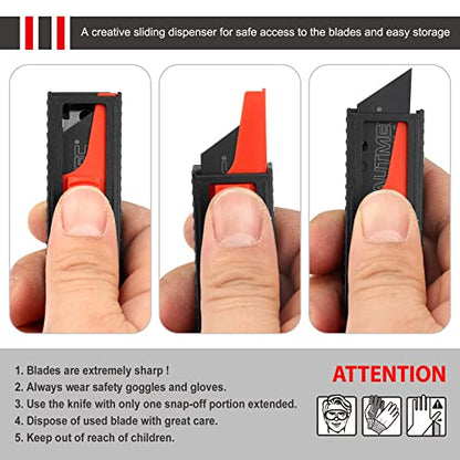 HAUTMEC Utility Knife Blades 10 Pack, SK2H Box Cutter Blades with Compact Safety Dispenser, Rust-Resistant Universal Razor Blades - HT0265 - style: 10 PCS | SK2H