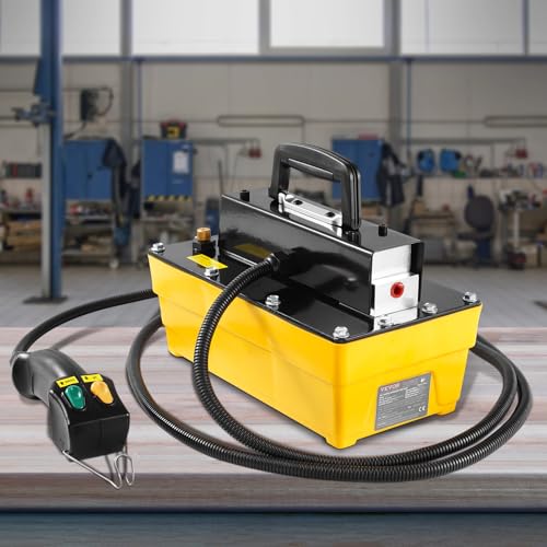 VEVOR 10,000PSI Air Hydraulic Pump, 0.61 Gal Reservoir, NPT 3/8 In Oil Outlet, NPT 1/4 In Inlet, Plastic Air Hydraulic Pump with Remote Control Actuator, for Automobile Frame Machine & Hydraulic Press - style: 2.3 L with Remote Control