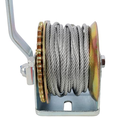 600LBS Hand Winch with 26FT Steel Cable, Heavy Duty Manual Crank for Trailer